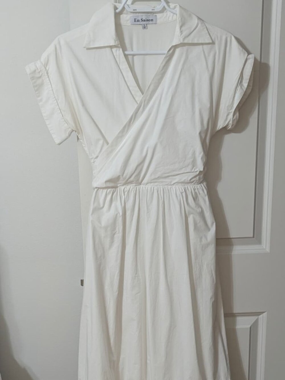 En Saison Juliet White 100% Cotton Tiered Midi Dress Size S